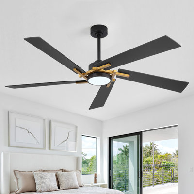 64in 6 Plywood Blades Indoor Standard Ceiling Fan with Integrated LED and Remote