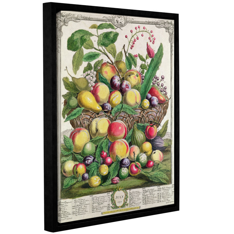 « juillet à partir de 12 mois sur les fruits »-impression sur toile, H 48 po x l 36 po x P 2 po, Cadre noir