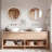 Wooden Farmhouse Round Wall Mirror for Bathroom Vanity-1498274671