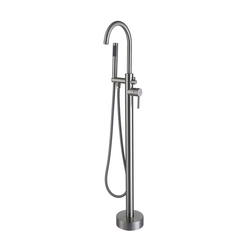 44 7/8-In Single Handle Freestanding Tub Faucet With Handheld Shower, Brushed Nickel