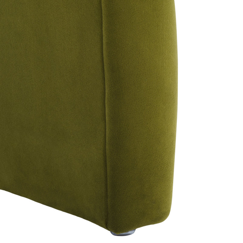 Banc rembourré Andee, Velours vert olive