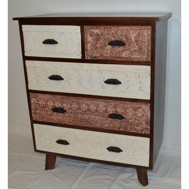 Briarcliff Solid Wood 75cm W 5 - Drawer Chest of Drawers