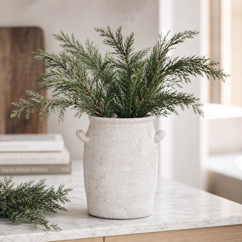 Vase de table Hooge Rustic Charm, 8 x 7 x 6, Blanc