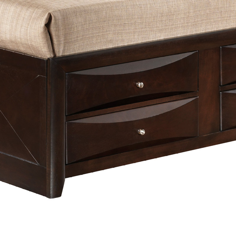 Bed Frame With Headboard, Beige, Queen