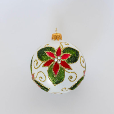 Ornement boule poinsettia et feuilles