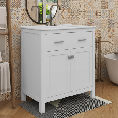 Ensemble de meuble-lavabo élégant de 30 pouces avec tiroir encastré et tablette ajustable inclus