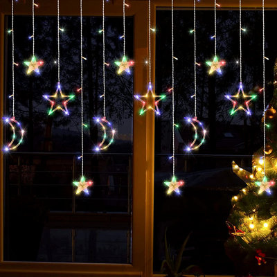 Moon and Star Window LED Icicle Lights