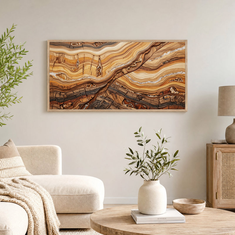 «Wavy Layered Wood Grain in Earth Tones», art mural sur toile