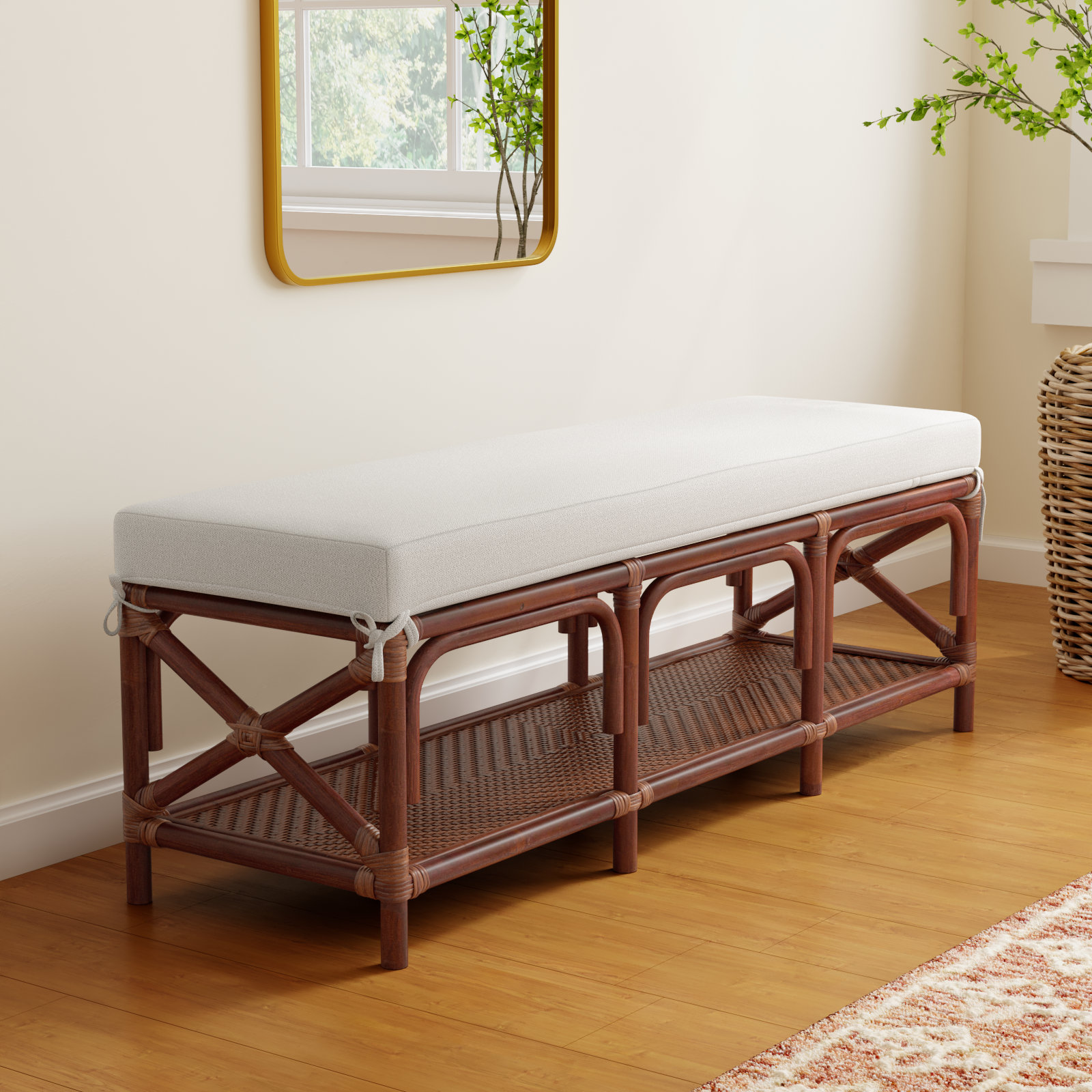 Jette 53" Bench, Wheat/Wood