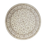Hand-Knotted High-Quality Ivory, Red, and Gray Round Area Rug