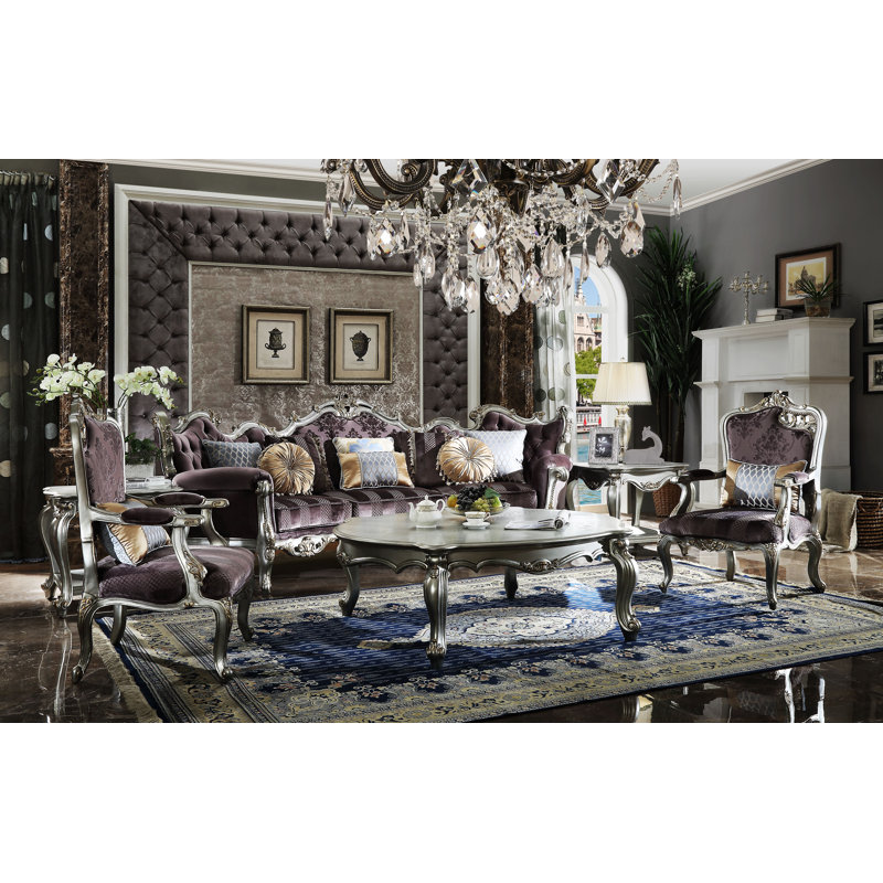 Fauteuil à rallonge de 27 po faisant face à la droite avec coussin Picardy, Velours mauve