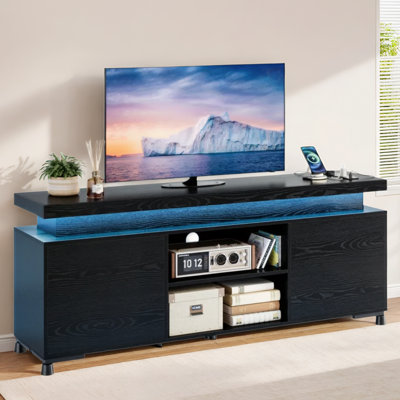 Tv Stand for TVs 75+ Inch with LED Lights and Power Outlet