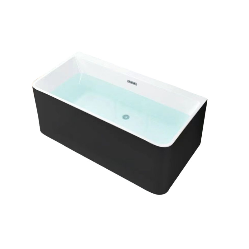Ensemble de douche et baignoire rectangulaire sans cadre H 63,2 po x H 23,2 po, Noir