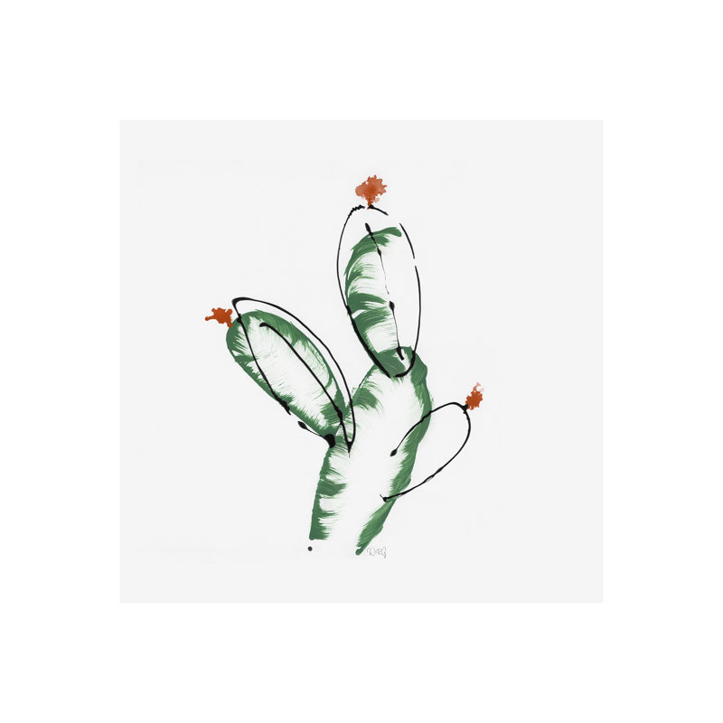 Toile texturée embellie à la main Cactus I par WRG a, H 20 po x l 20 po x P 1,5 po
