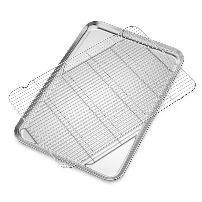 Large Set Baking Sheet And Cooling Rack Set, Bastwe 24L X 16W X 1H Inch Professional Bakeware
