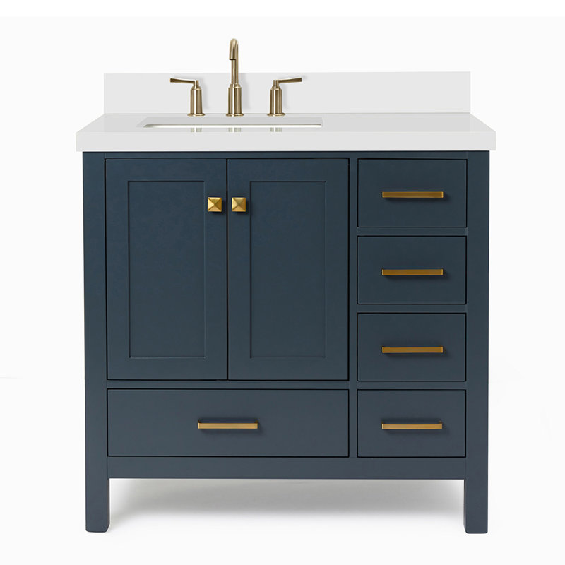 Ensemble de meuble-lavabo simple 37 po Cambridge, Bleu minuit, Rectangular