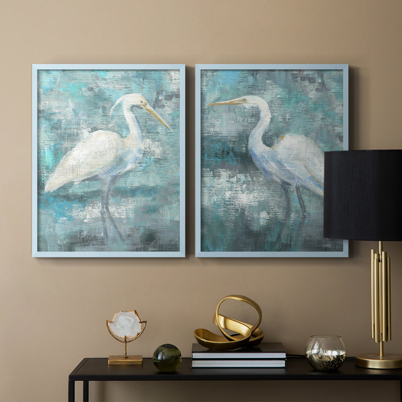 Impression encadrée Coastal Egret I-Premium - prête à être accrochée - aucun clou requis - aucun clou requis, Bleu