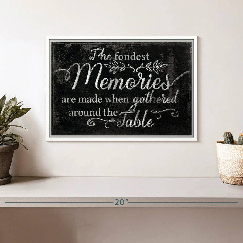 Fondest Memories, typographie, 13 po x 9 po, Cadre flottant blanc