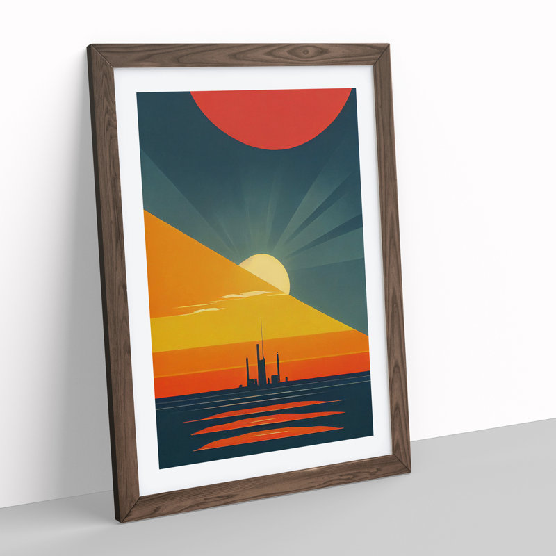 XV1022-4601X The Seductive Sunset Abstract - Single Picture Frame Print, 64cm H x 46cm W, Walnut Framed