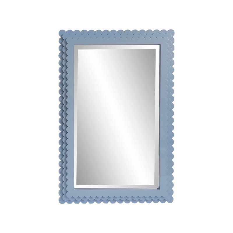 Miroir pastel festonné bleu, Bleu