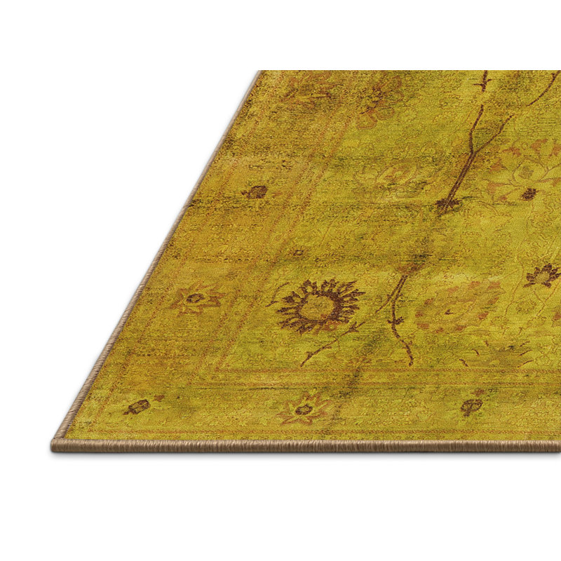 Tapis vert de style oriental, Rectangle 5 pi x 7 pi