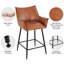 PU Leather Counter Stools, Modern Bar Chair with Mid-back and Armrest