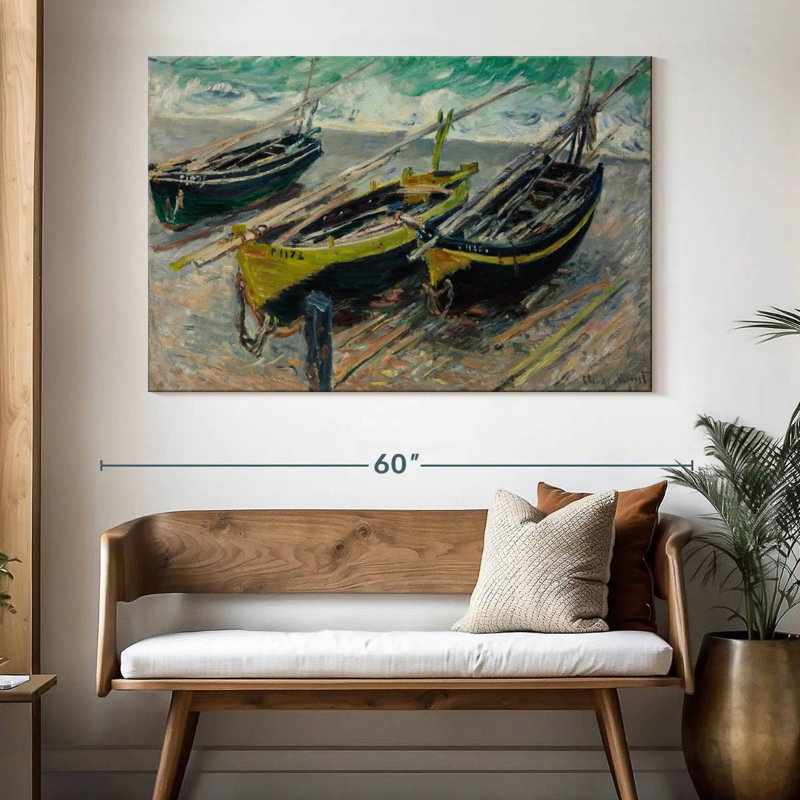 Trois bateaux de pêche Mehar 1886, H 34 po x l 51 po