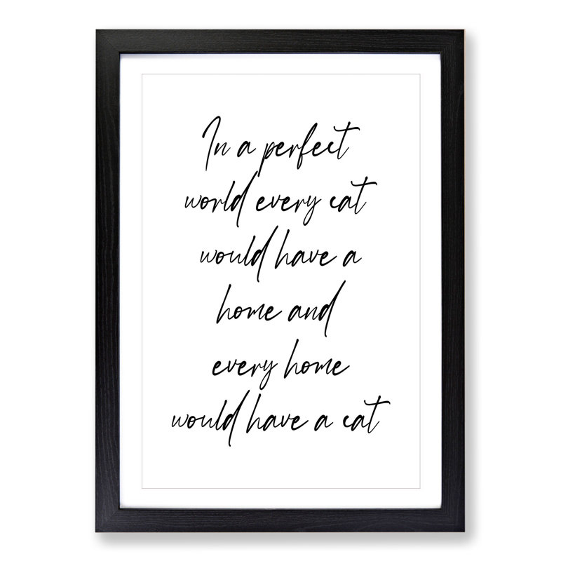 Cat - Picture Frame Typography, 36cm H x 27cm W x 2cm D, Black Framed