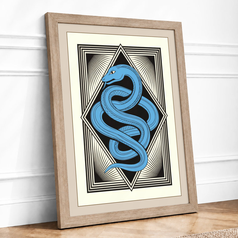 Serpent in Geometry Art Deco - Framed Print, Oak, A4 - 29.7 x 21.0 cm