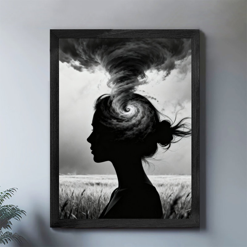 «Black», profondeur de la pensée rétro, impression fantaisiste, art mural, H 25 po x l 17 po