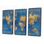 Carte du monde Golden Glam - ensemble d'art mural sur toile traditionnel encadré de 3-72043068-72043971