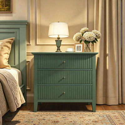 Table de chevet traditionnelle à 3 tiroirs, table d'appoint pour chambre à coucher