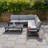 Santorini Corner Grey Garden Sofa Set with Cushions