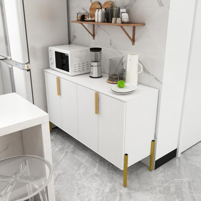 4 Doors Sideboard Buffet Cabinet With Adjustable Shelves,Modern Accent Cabinet With Golden Legs,Wide Storage Cabinet For Kitchen,Living Room