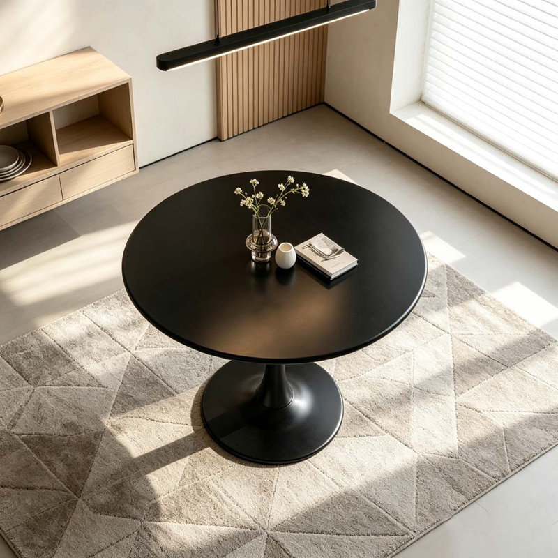 Table de salle à manger moderne, Noir, H 29,1 po x l 31,5 po x P 23,6 po