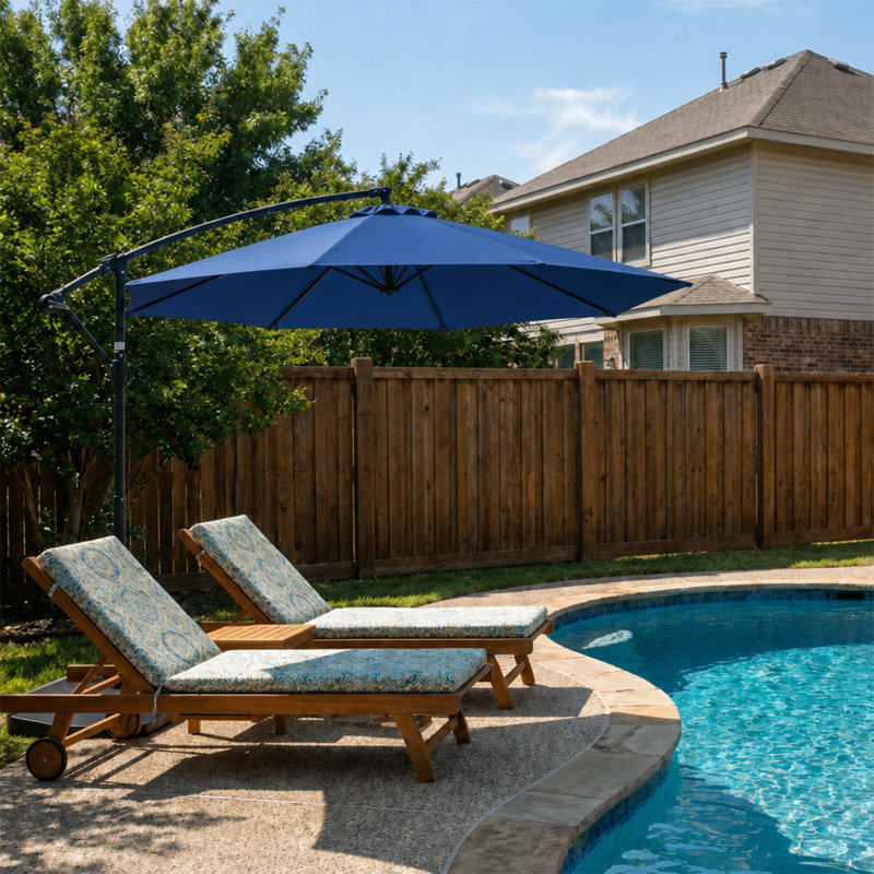  Auvent de remplacement pour parasol de table à 8 nervures de patio, Bleu royal