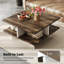 Table basse carrée à 2 niveaux avec 4 compartiments de rangement