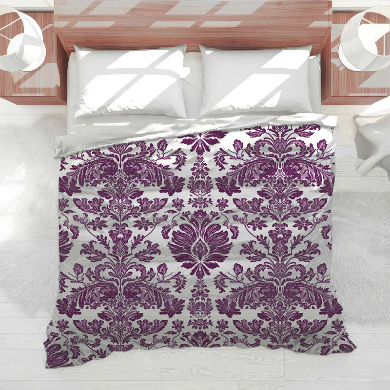 Édredon mauve à motif damassé mauve, Twin Extra Long