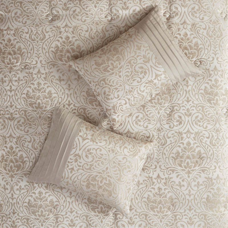 Ensemble d'édredon en jacquard 12 pièces, ensemble de literie très grand kaki avec draps complets