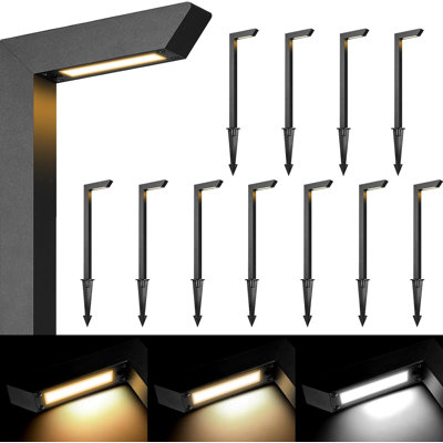 3CCT LED Low Voltage Landscape Pathway Light, 12V Premium 3000K/4000K/5000K Selectable Path Lights Wired, Modern Walkway Lights Outdoor, Higher Housing With Larger Stake (19.71IN, 12Pack)
