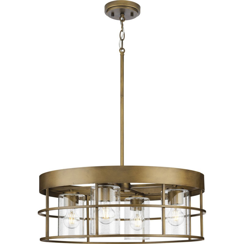 Lustre géométrique à 4 lumières Jhuhi, Bronze vieilli
