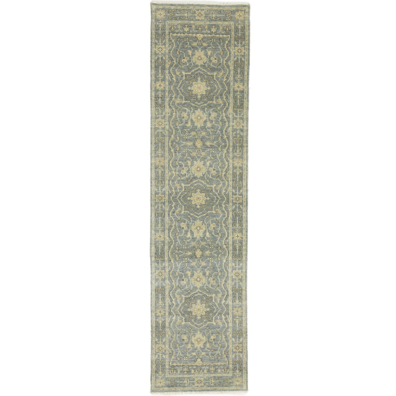 Muted Wool Floral Area Oriental Rug, Runner 2'6" x 9'11"