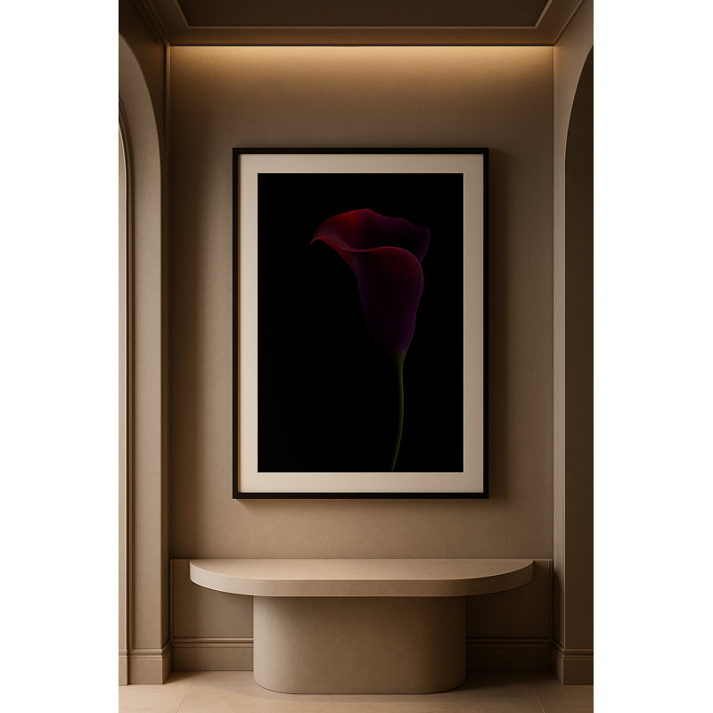Crimson Eclipse Framed Canvas Wall Art by Kasian Art Studio - White Frame, White
