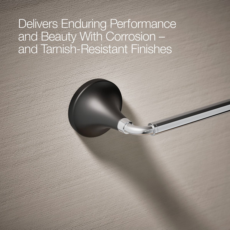Tone Towel Bar, 18"W, Polished Chrome/Matte Black