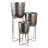 Metal Iron Planter Set With Textured Hammered Design And Modern Geometric Stands, Decorative Accent For Indoor Or Outdoor Display, Set Of 3-1084488045