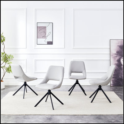 Ensemble de 4 chaises de salle à manger, chaise de salle à manger pivotante confortable, chaises de cuisine en métal avec filet doré et haut dossier