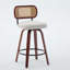 Ensemble de 3 tabourets de bar à hauteur de comptoir de 26 po, siège rembourré en lin à dossier en rotin Cane, conception pivotante-1145437053-1145437055