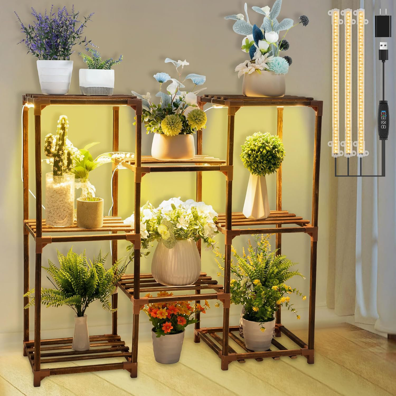 Arlmont &amp; Co. 3 Tier Plant Stand With Grow Light - Wayfair Canada