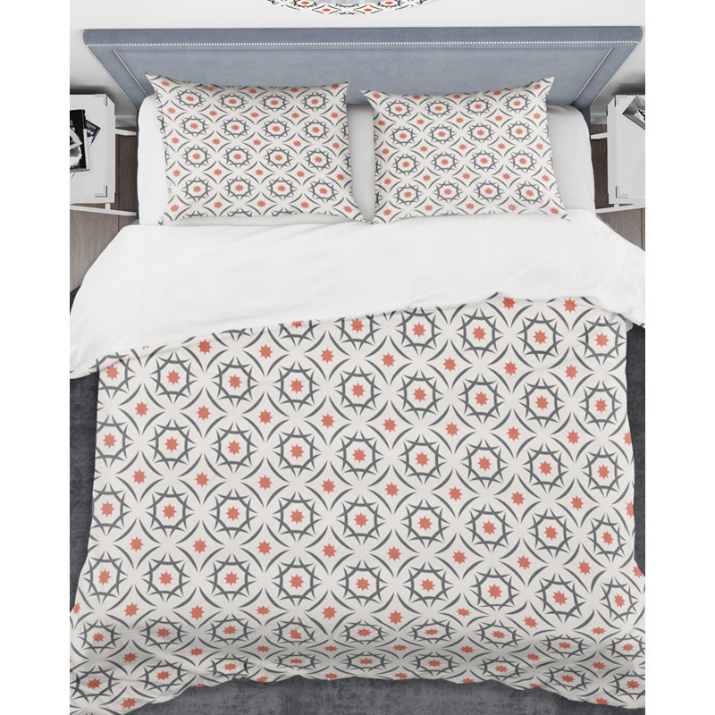Ensemble de housse de couette abstraite Mid-Century, Housse de couette très grand + 2 taies décoratives