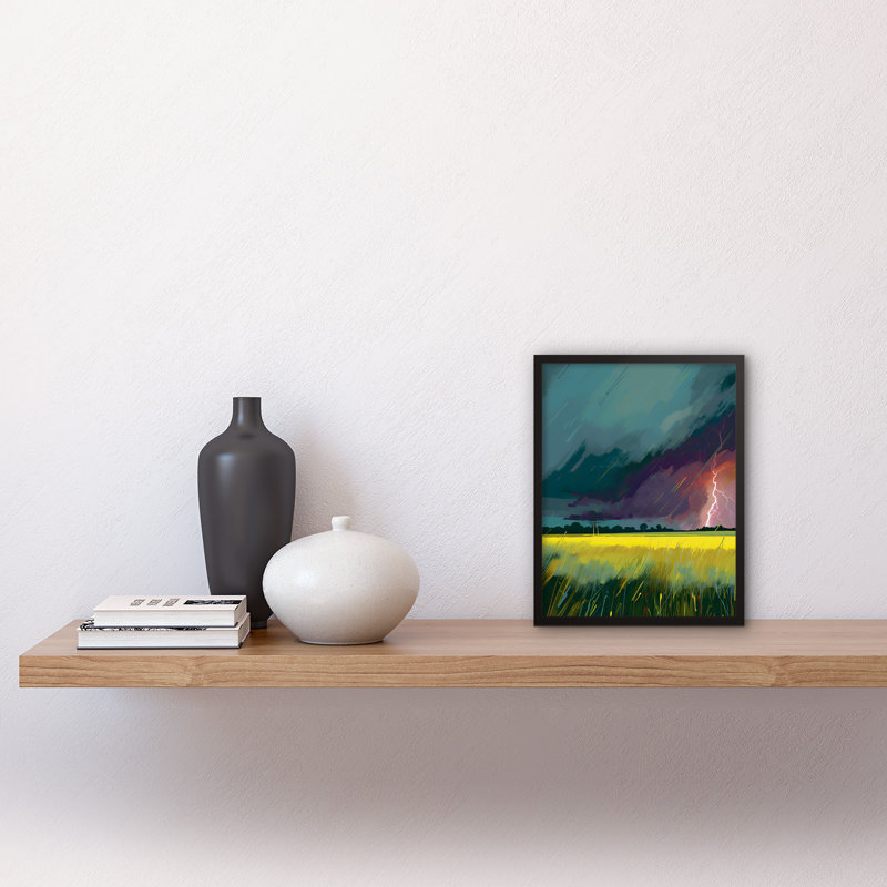 Lonaconing Lightning Strike Over an Open Countryside Field 1 Piece Single Picture Frame Wall Art